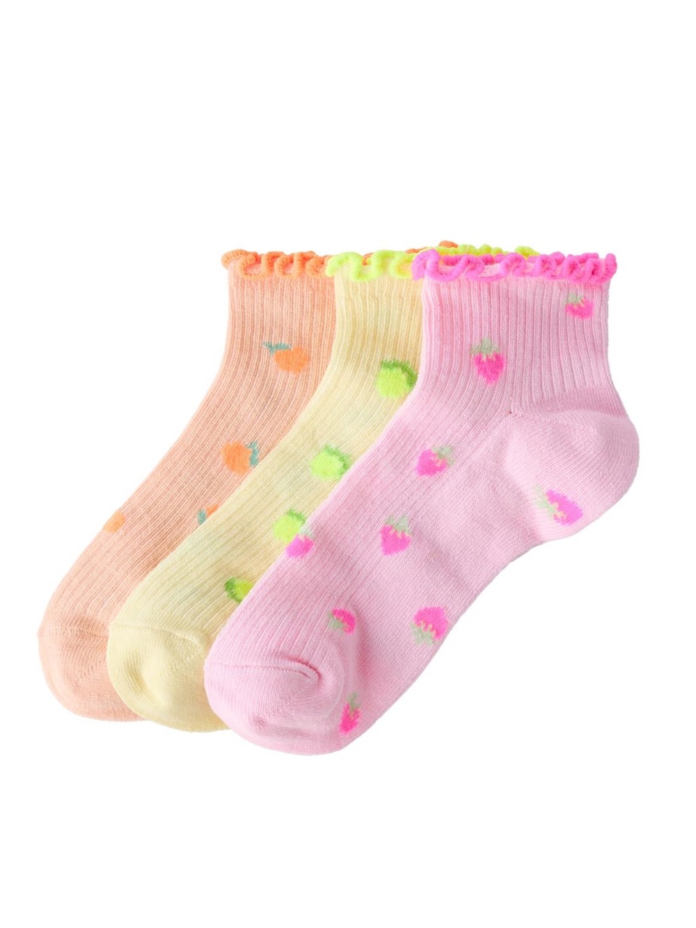 Zara Kids Fruit Ankle Socks - Pink, Yellow, Peach